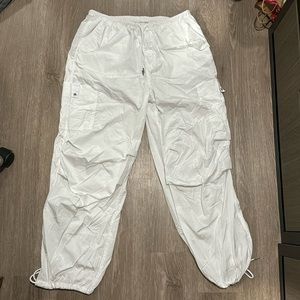 H&M Divided White Wide Leg Parachute Cargo Pants